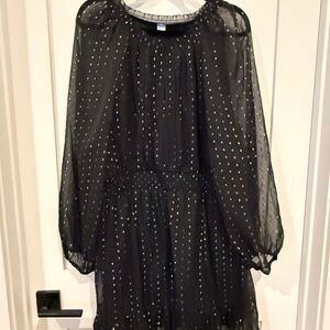 Old Navy Chic Black Sheer Dress with Gold Accents